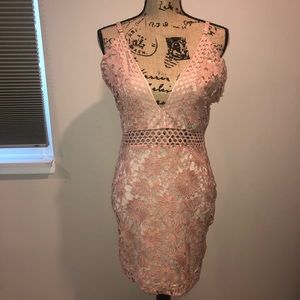 Deep V Lace Midi Dress